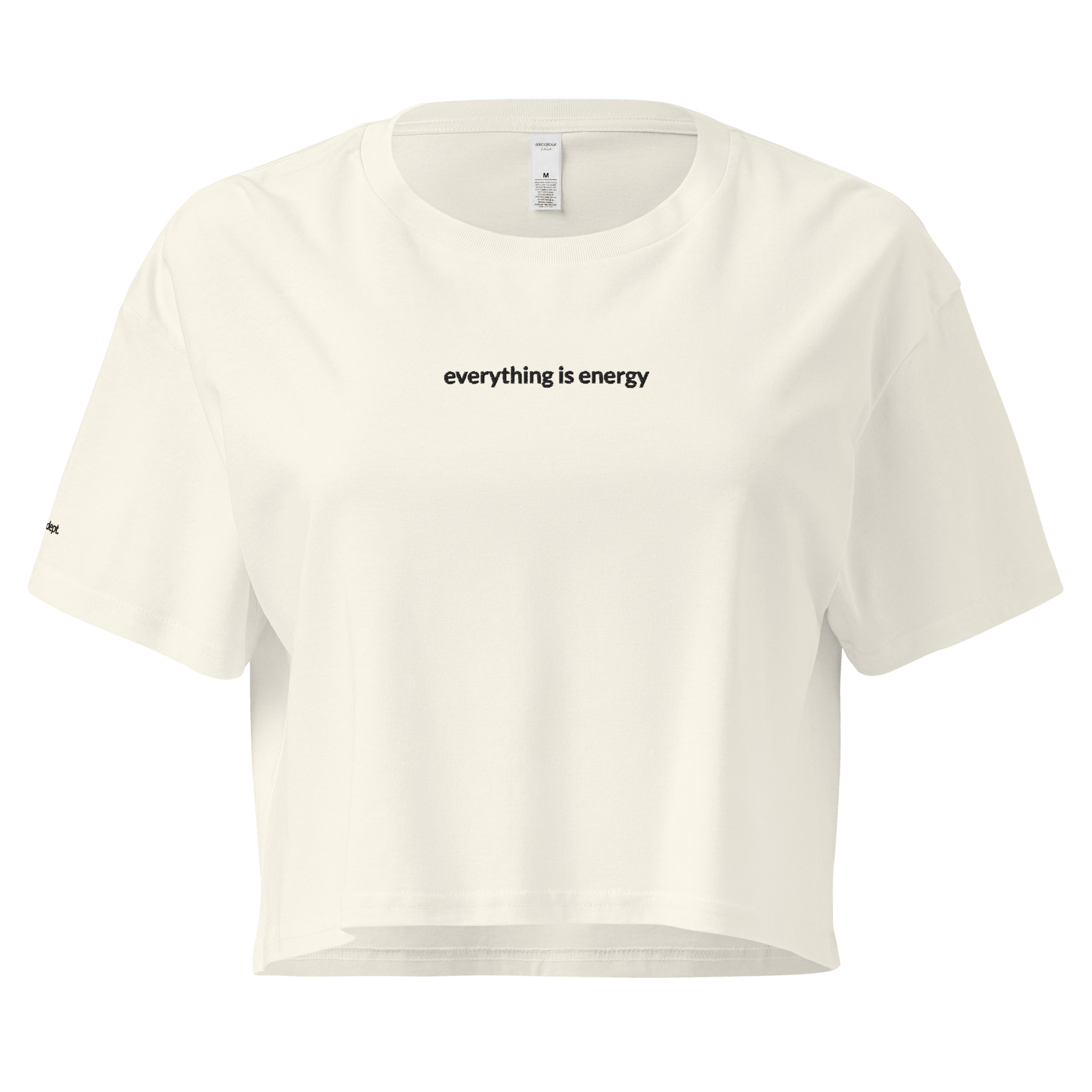 Everything is Energy Crop Tee - Black Embroidered Mantra