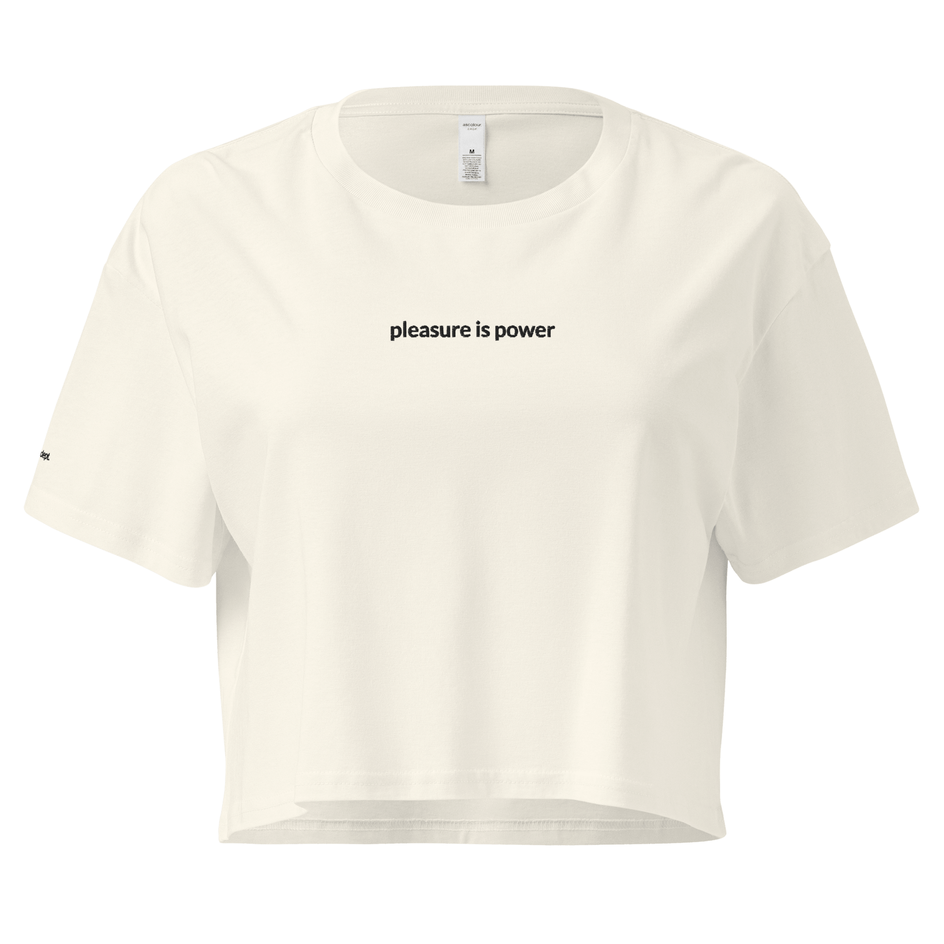 Pleasure is Power Crop Tee - Black Embroidered Mantra
