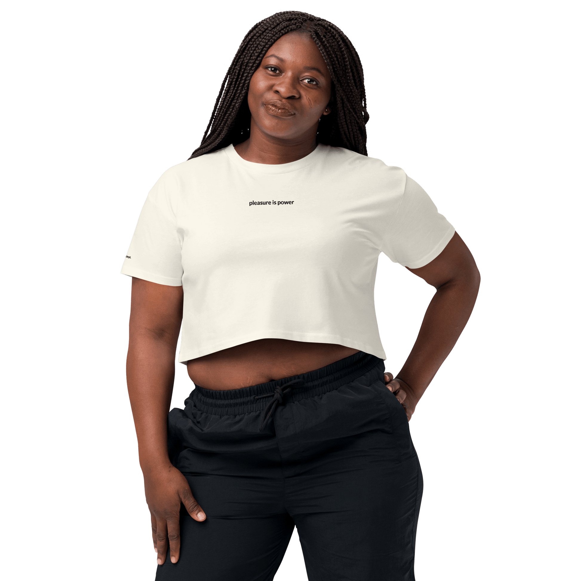 Pleasure is Power Crop Tee - Black Embroidered Mantra