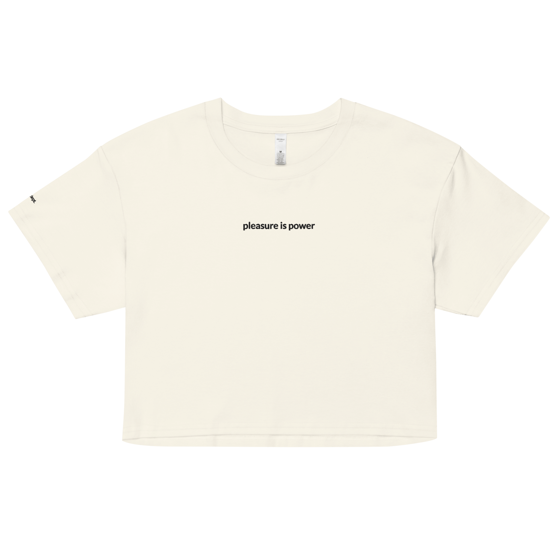 Pleasure is Power Crop Tee - Black Embroidered Mantra