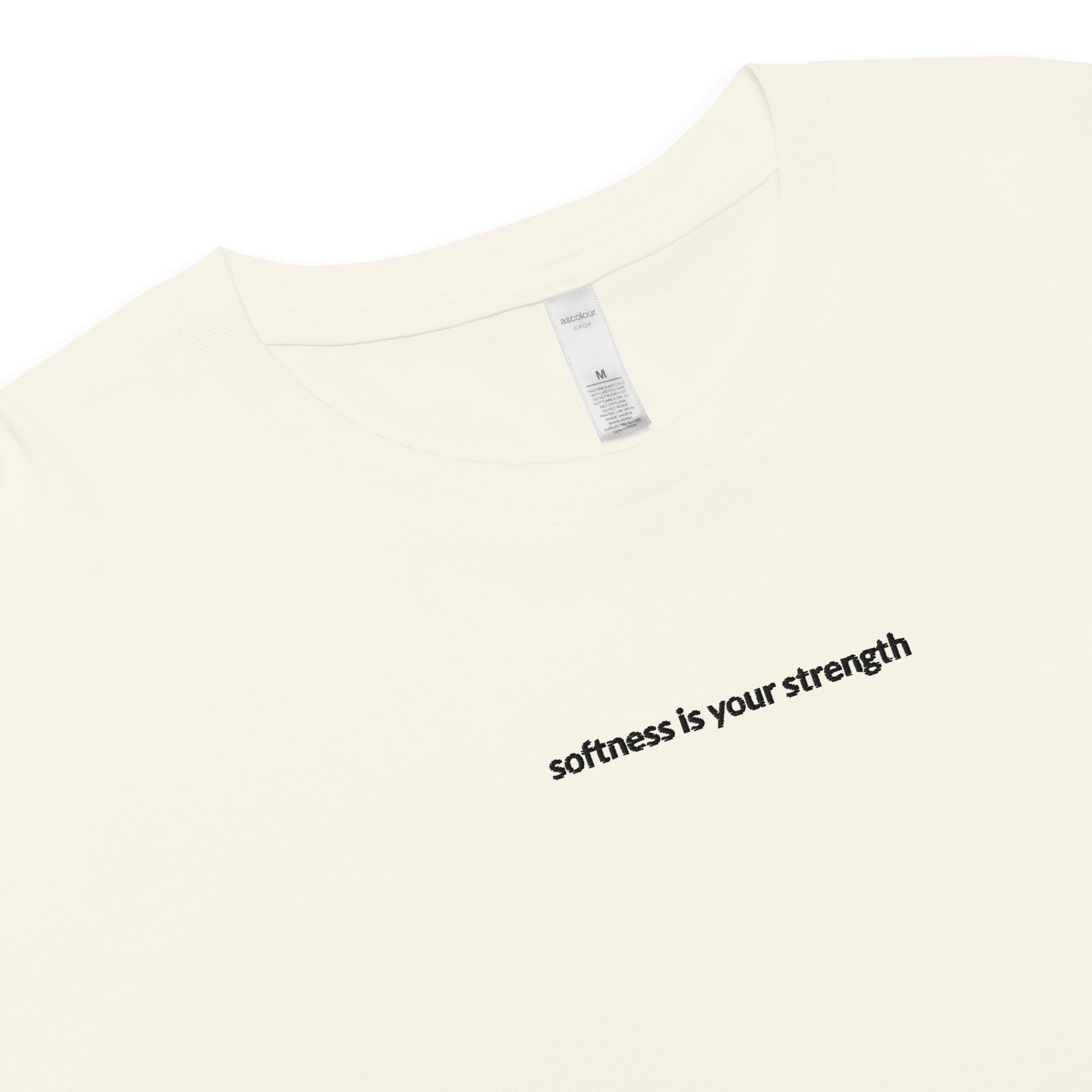 Softness Is Your Strength Crop Tee - Black Embroidered Mantra