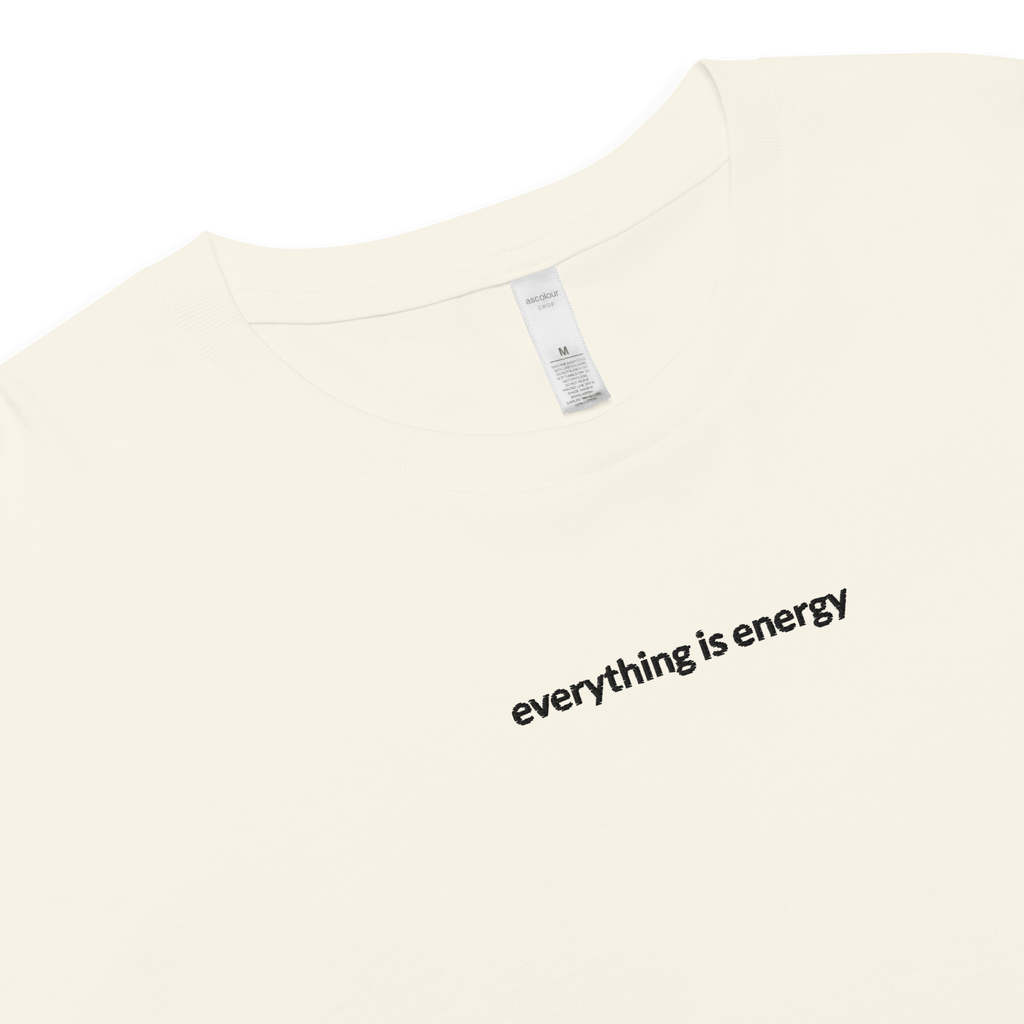Everything is Energy Crop Tee - Black Embroidered Mantra