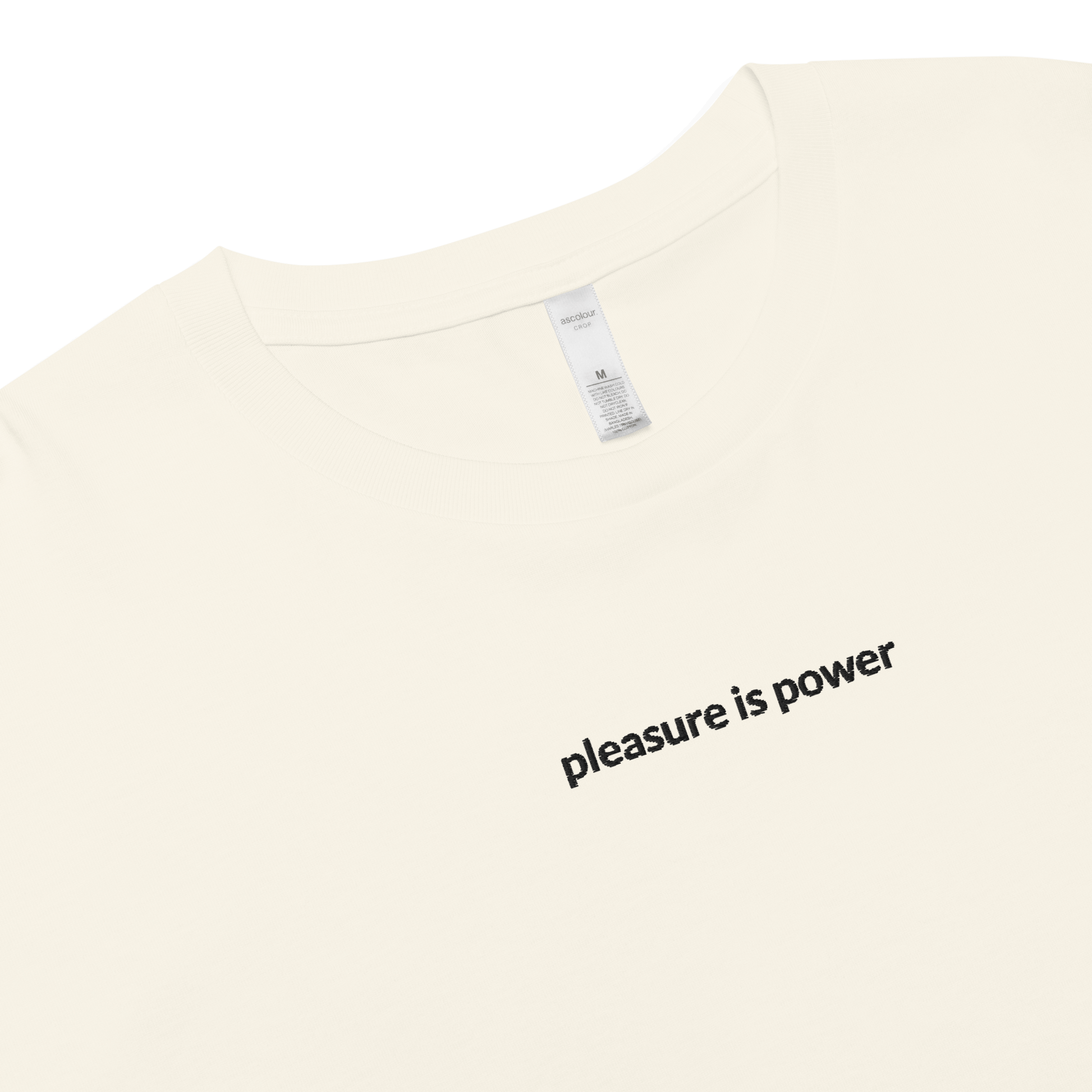 Pleasure is Power Crop Tee - Black Embroidered Mantra