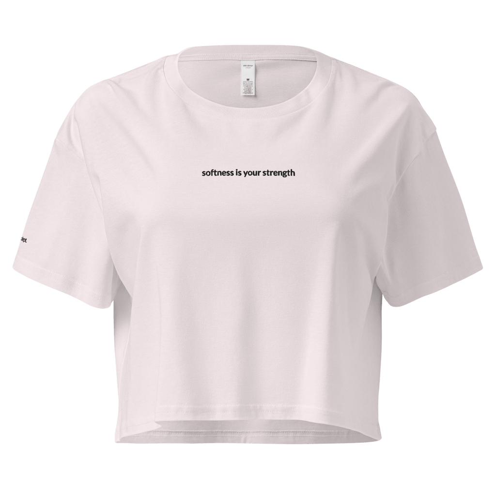 Softness Is Your Strength Crop Tee - Black Embroidered Mantra