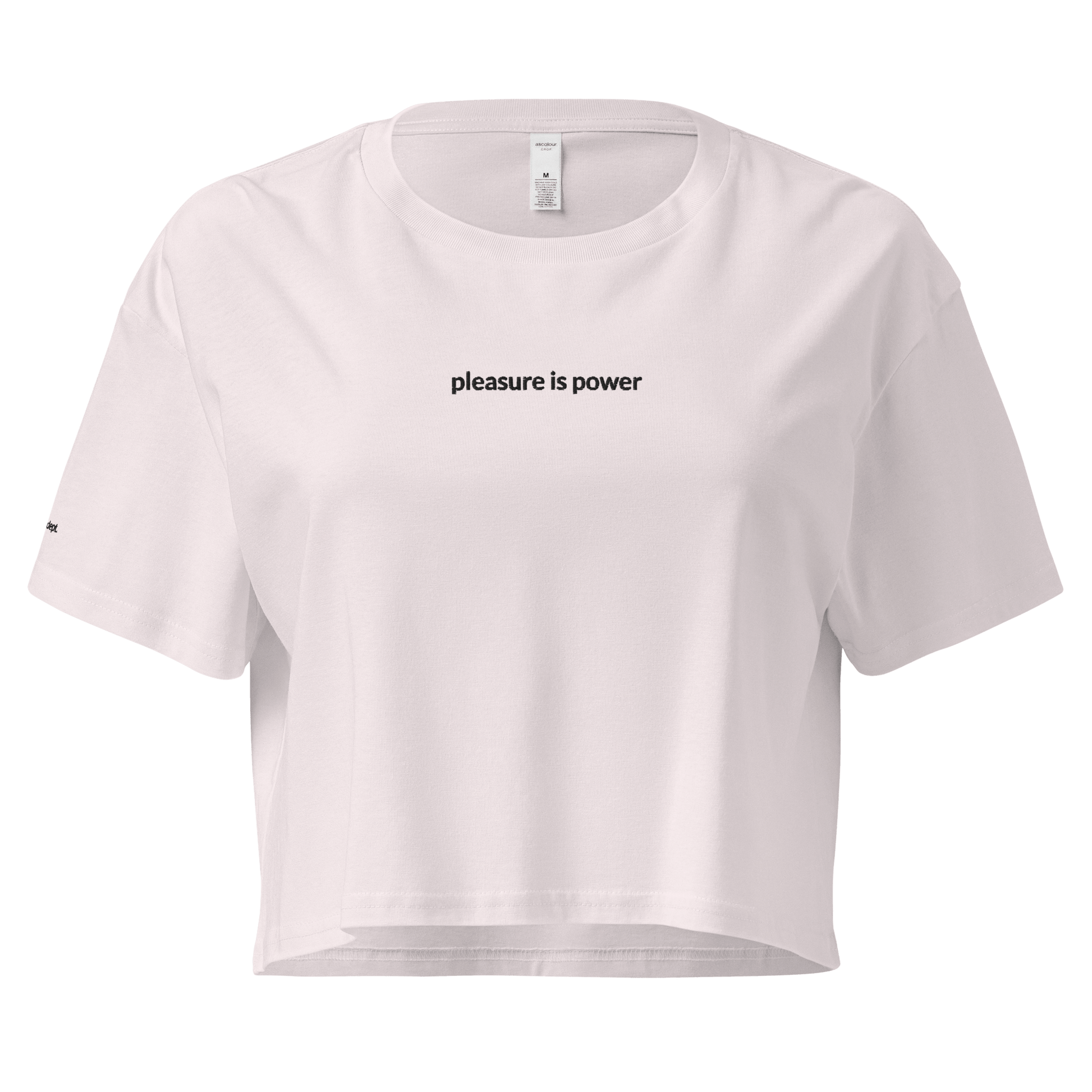 Pleasure is Power Crop Tee - Black Embroidered Mantra