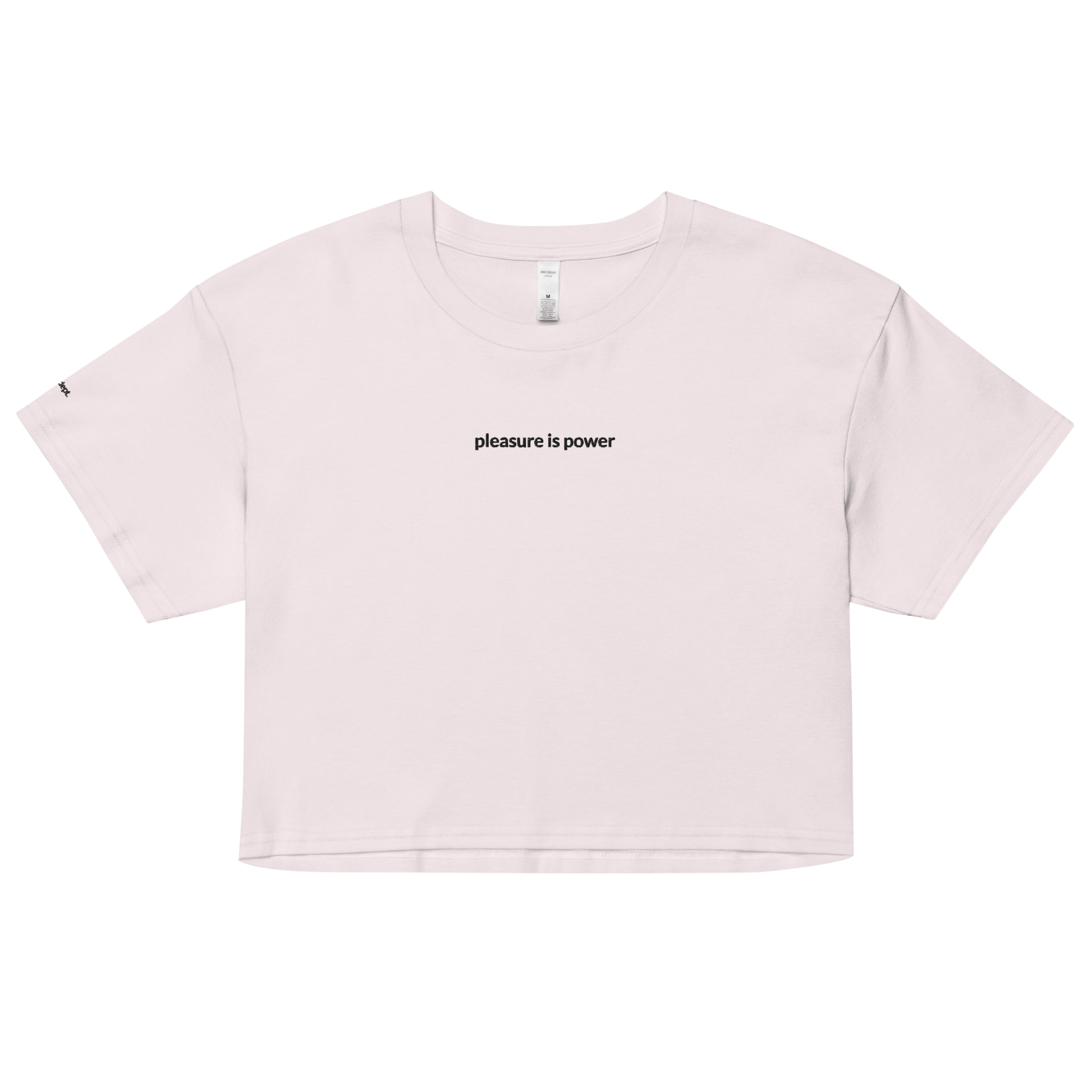 Pleasure is Power Crop Tee - Black Embroidered Mantra
