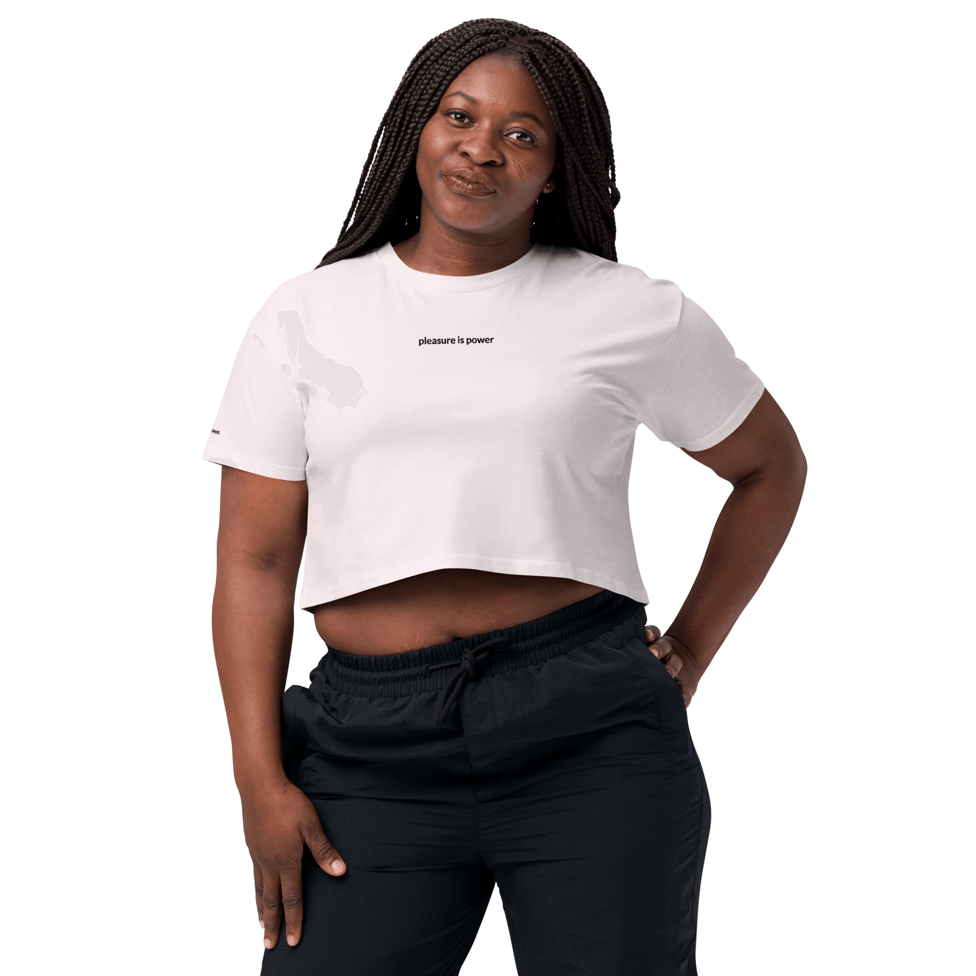 Pleasure is Power Crop Tee - Black Embroidered Mantra