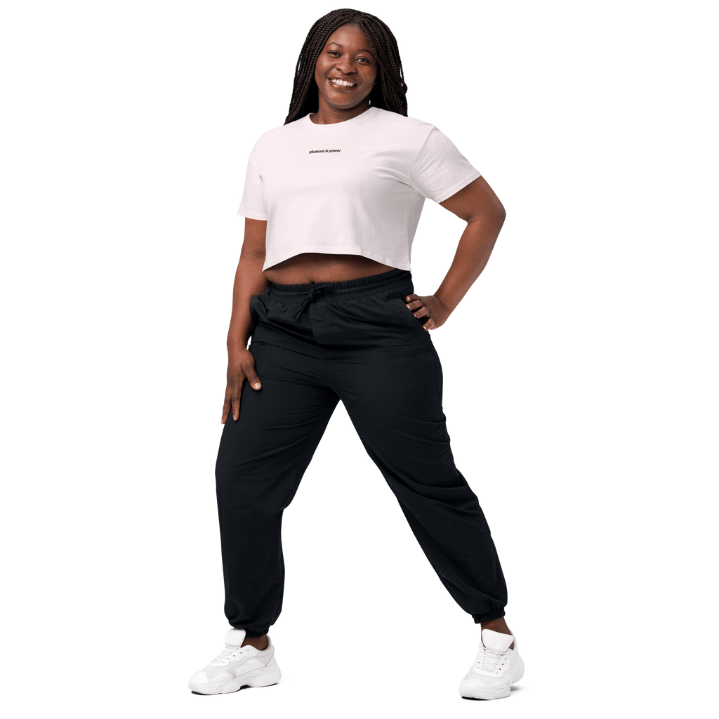 Pleasure is Power Crop Tee - Black Embroidered Mantra