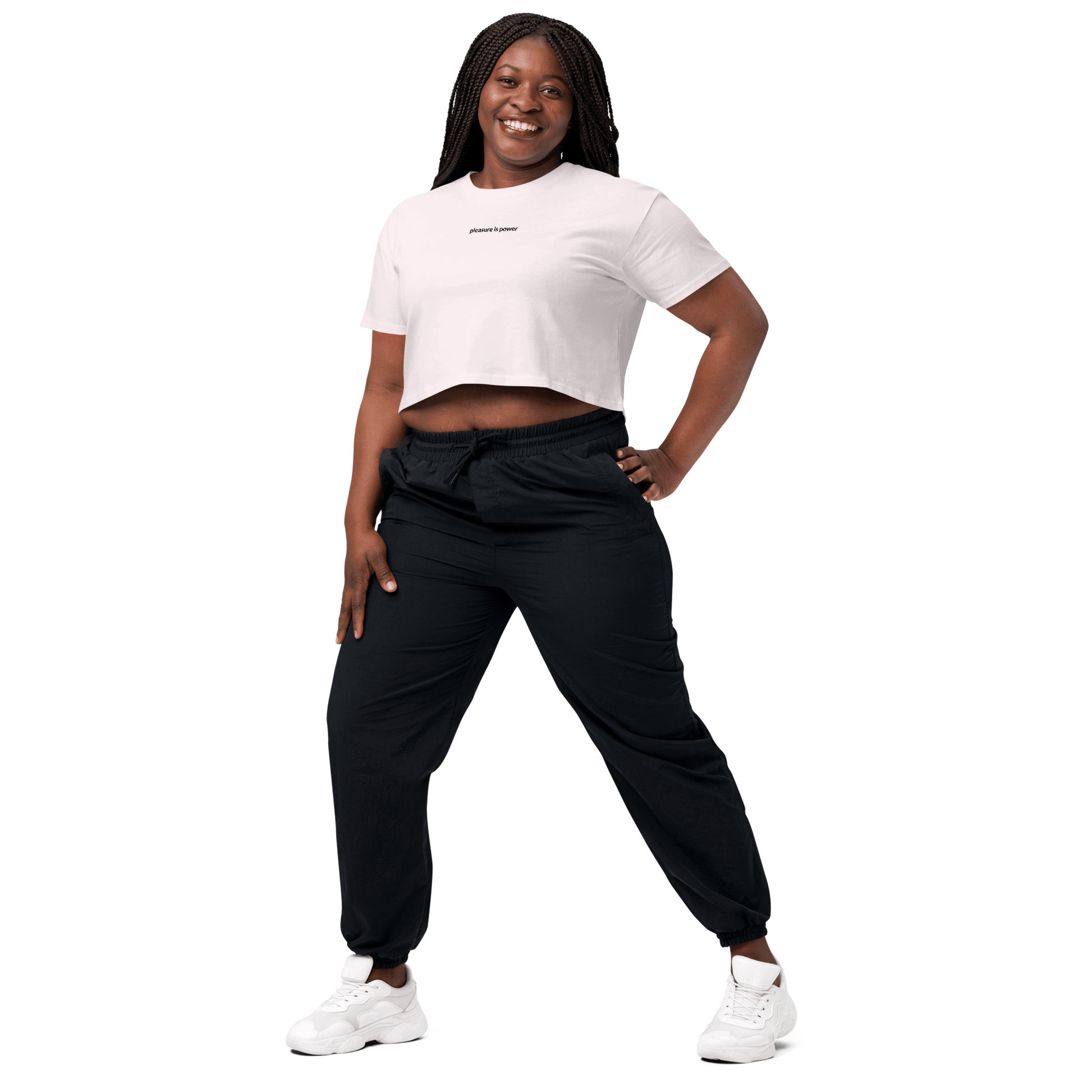 Pleasure is Power Crop Tee - Black Embroidered Mantra