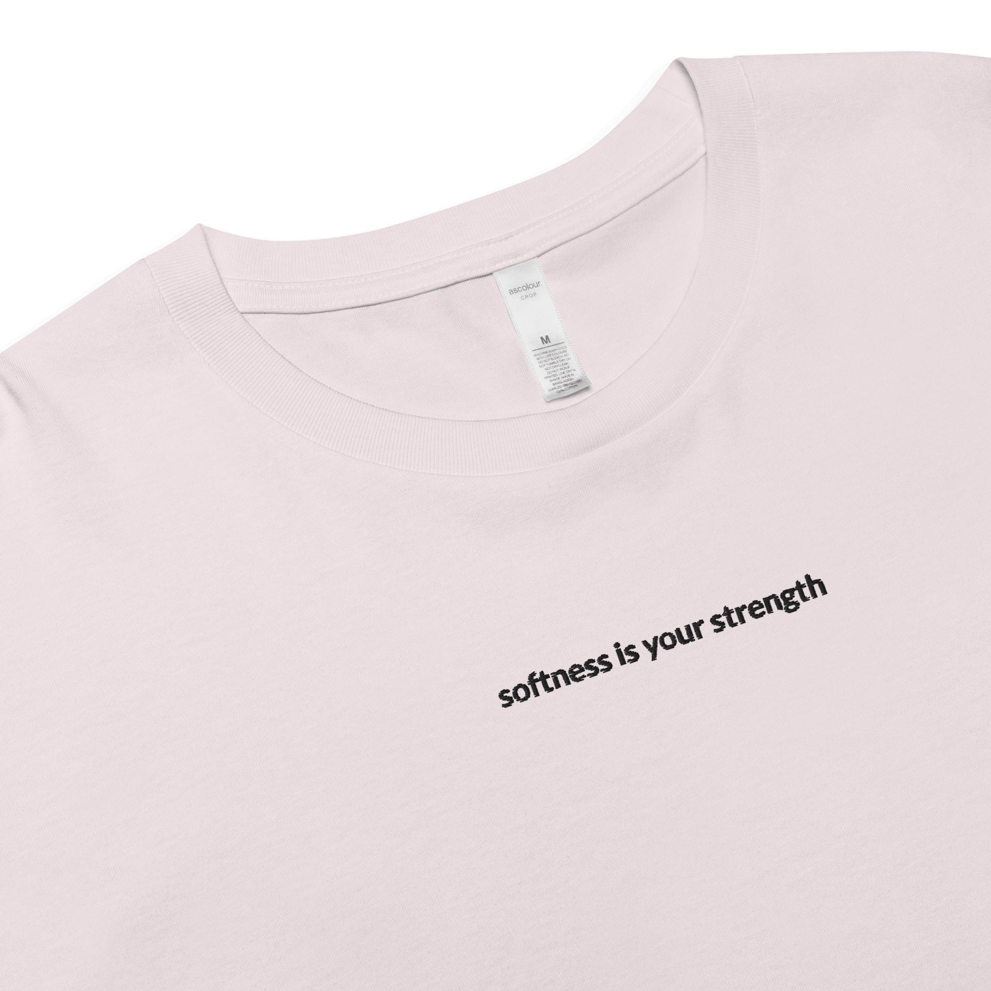 Softness Is Your Strength Crop Tee - Black Embroidered Mantra