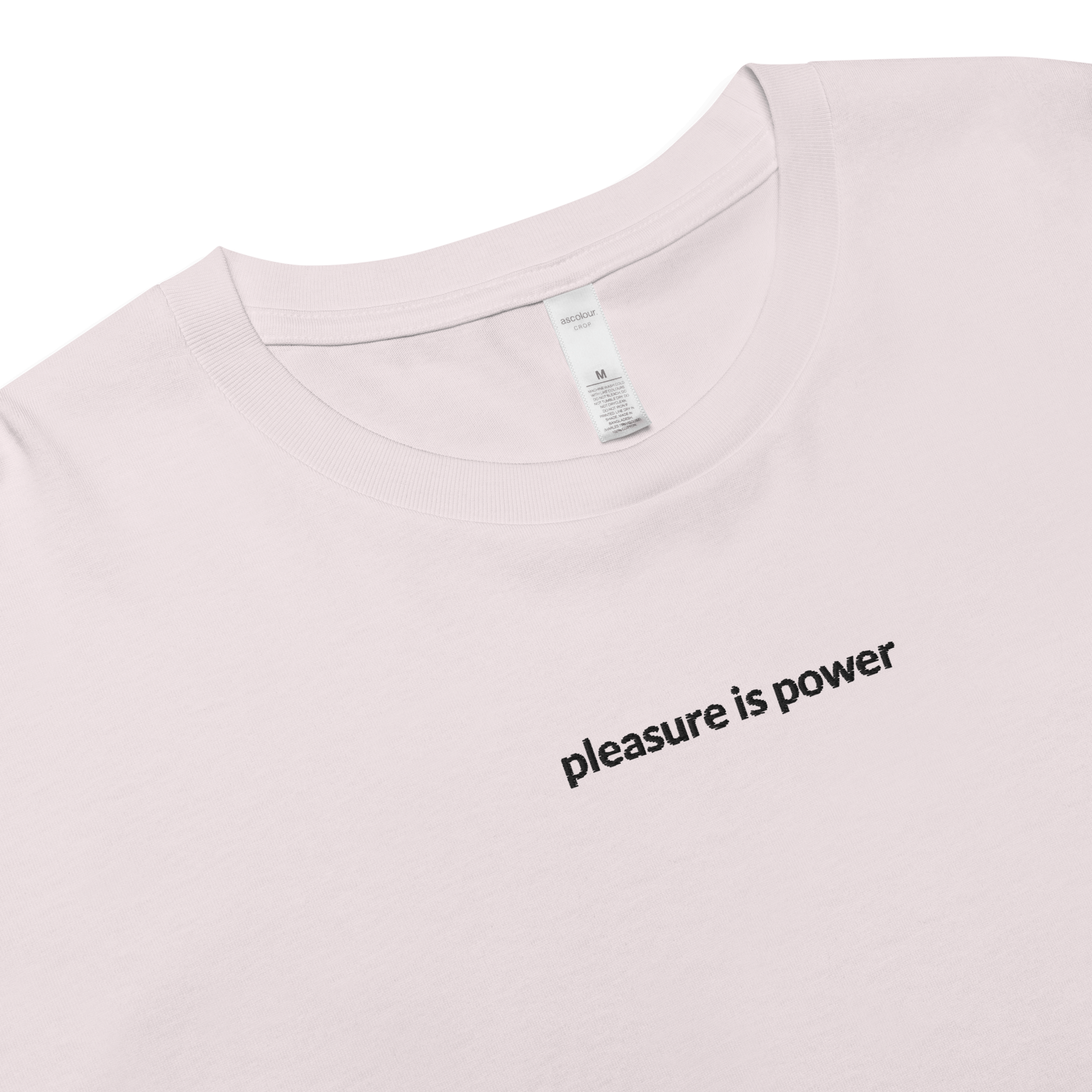 Pleasure is Power Crop Tee - Black Embroidered Mantra
