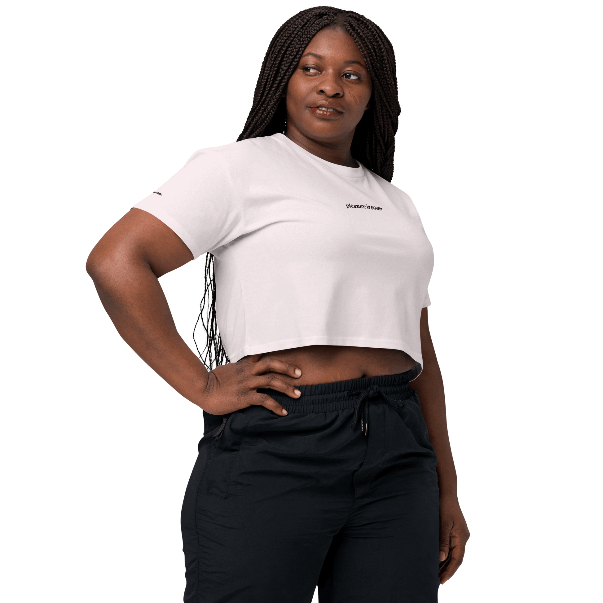 Pleasure is Power Crop Tee - Black Embroidered Mantra