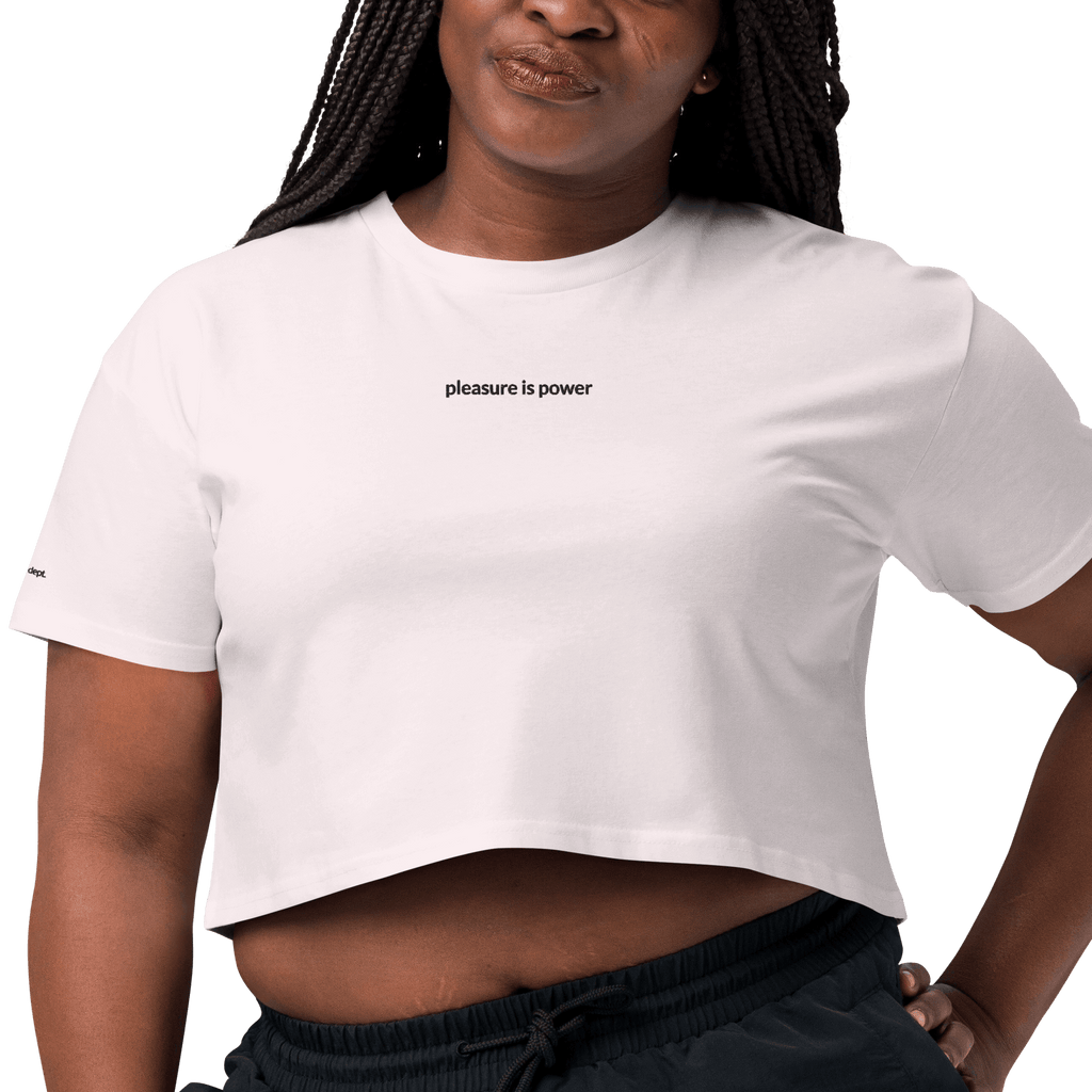 Pleasure is Power Crop Tee - Black Embroidered Mantra