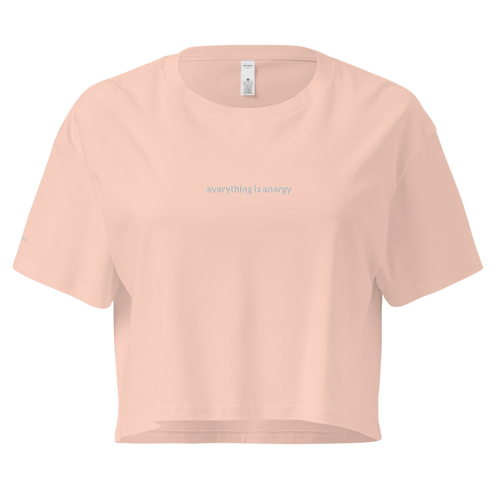 Everything is Energy Crop Tee - White Embroidered Mantra