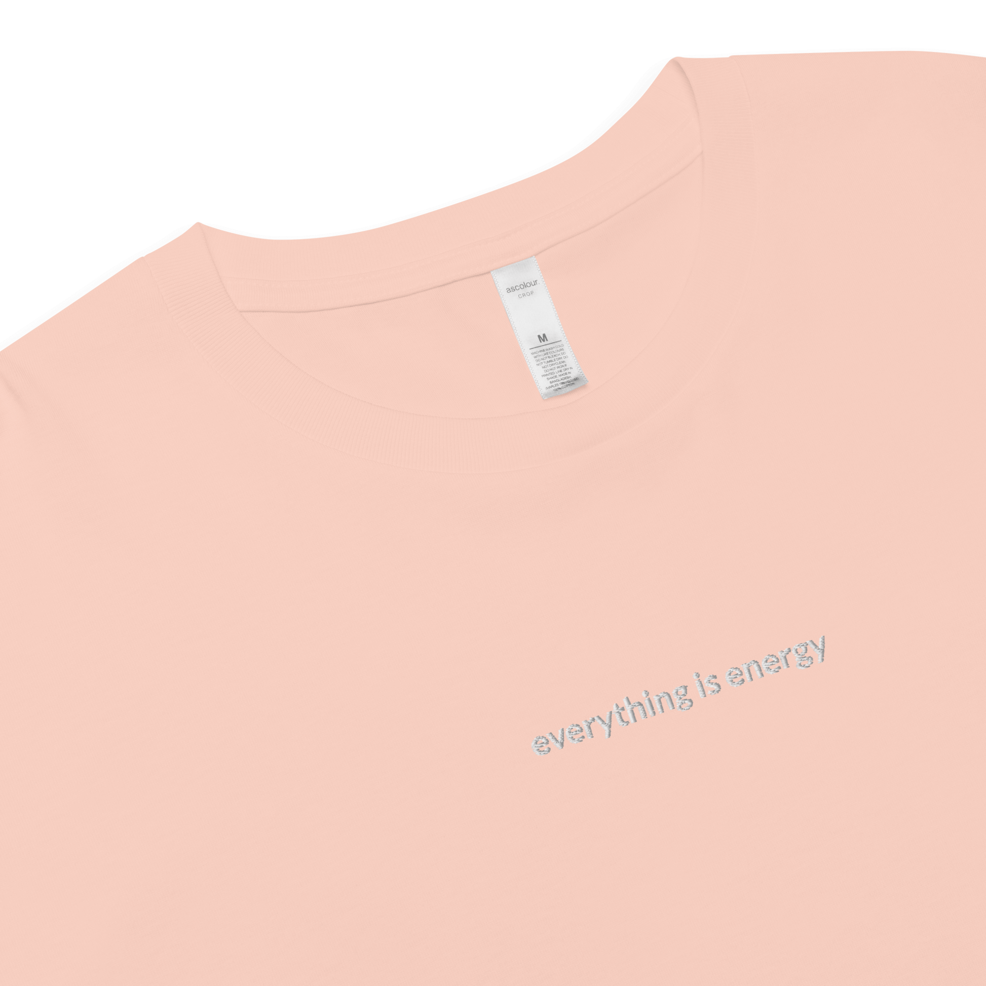 Everything is Energy Crop Tee - White Embroidered Mantra