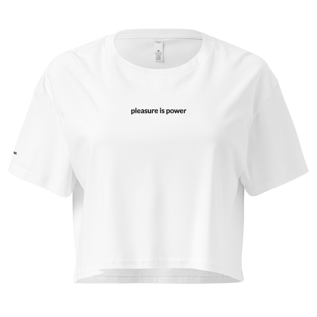 Pleasure is Power Crop Tee - Black Embroidered Mantra