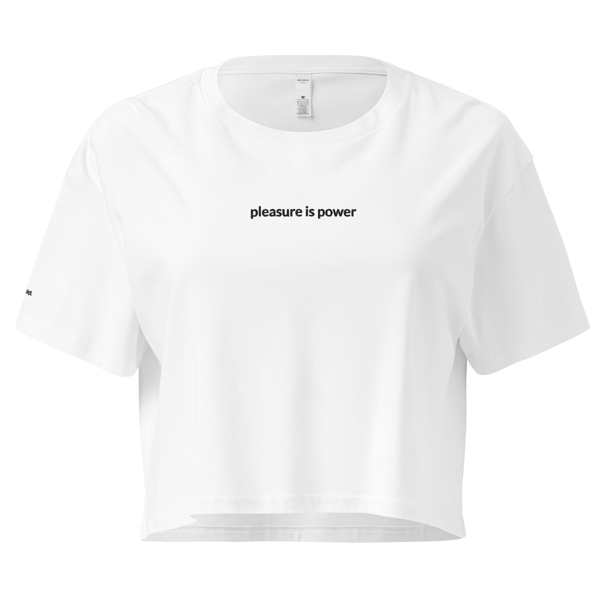 Pleasure is Power Crop Tee - Black Embroidered Mantra