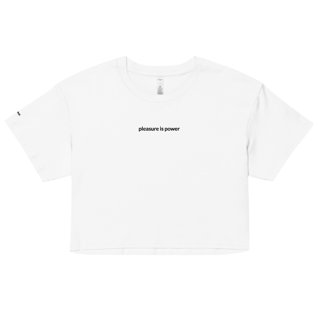Pleasure is Power Crop Tee - Black Embroidered Mantra