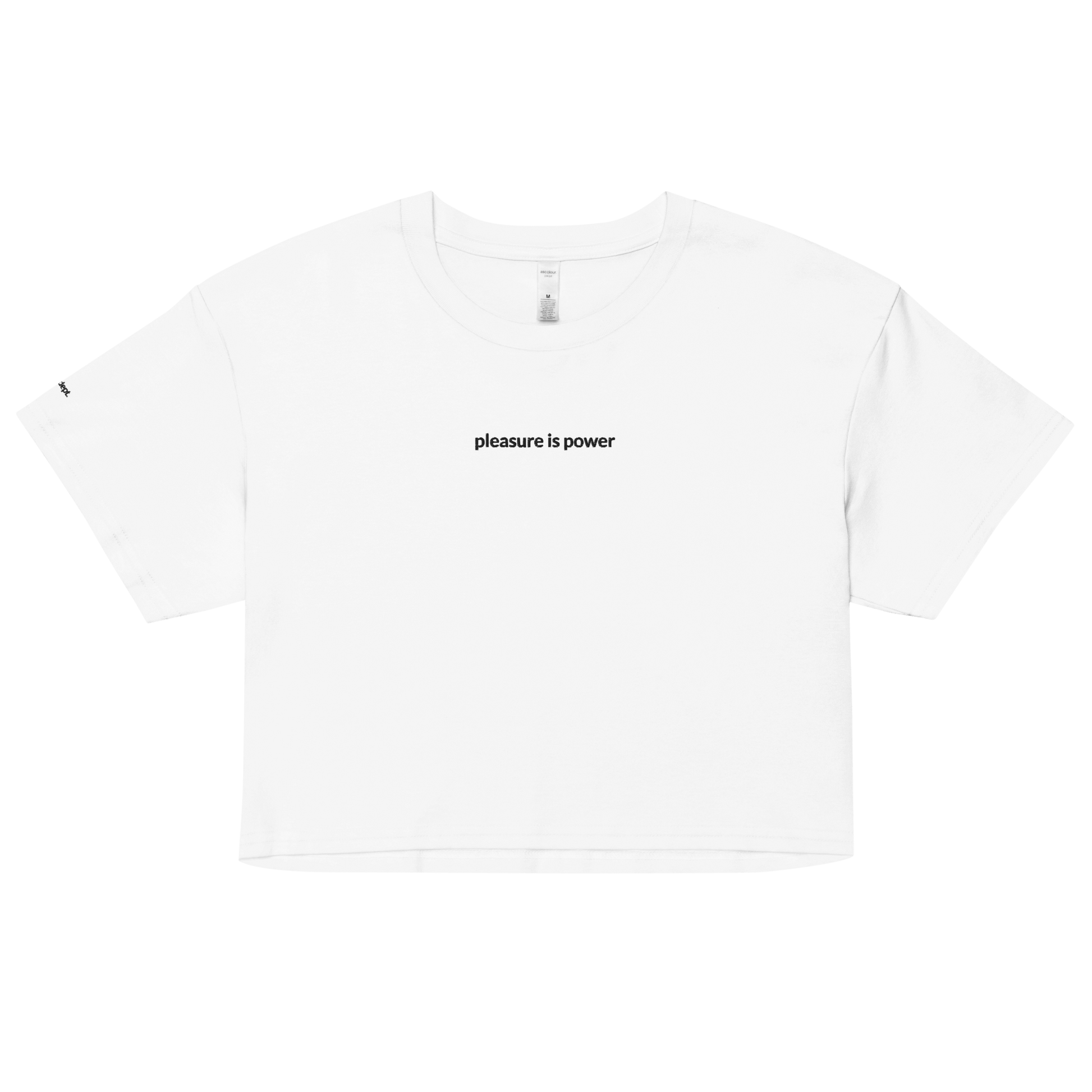 Pleasure is Power Crop Tee - Black Embroidered Mantra