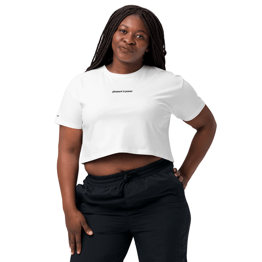 Pleasure is Power Crop Tee - Black Embroidered Mantra