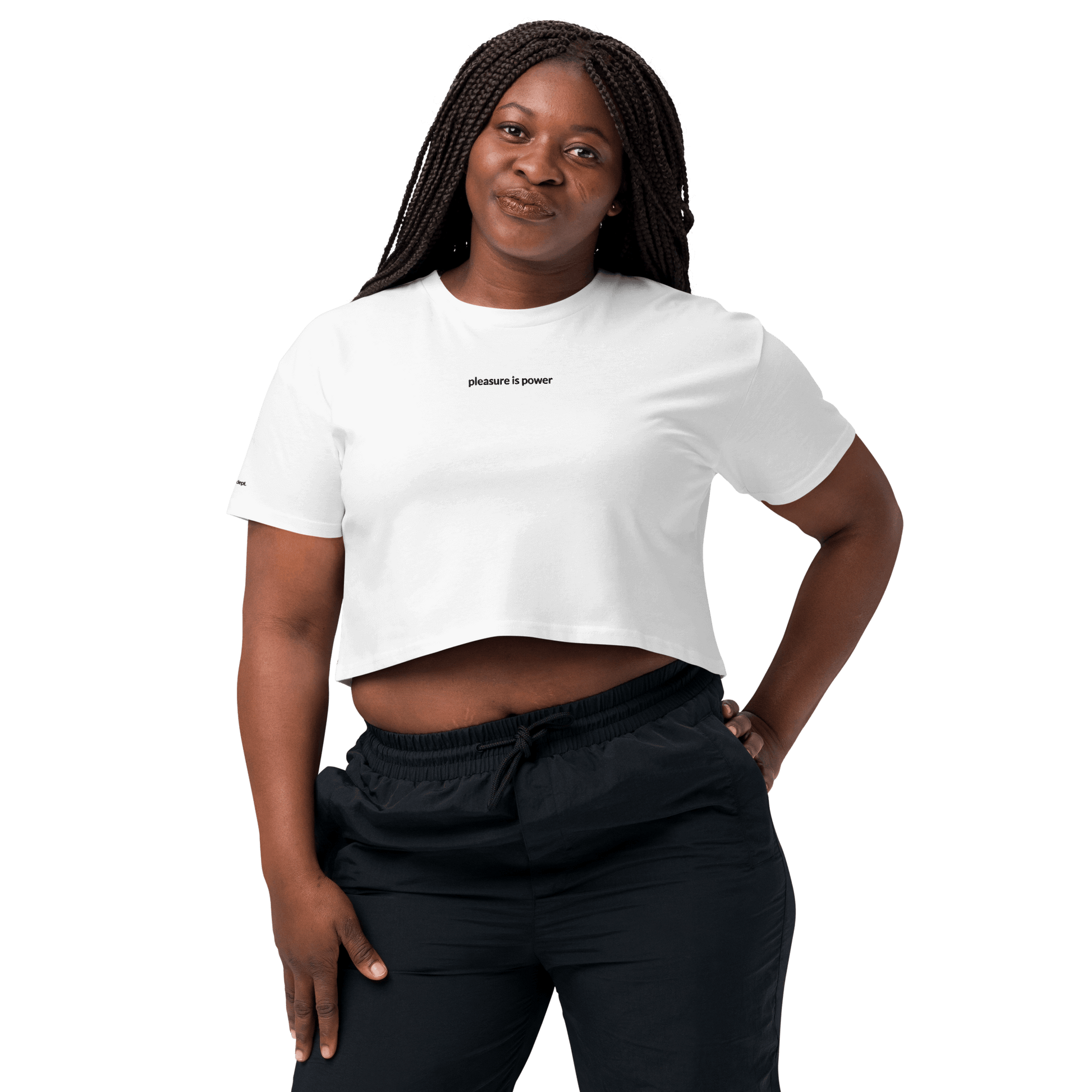 Pleasure is Power Crop Tee - Black Embroidered Mantra