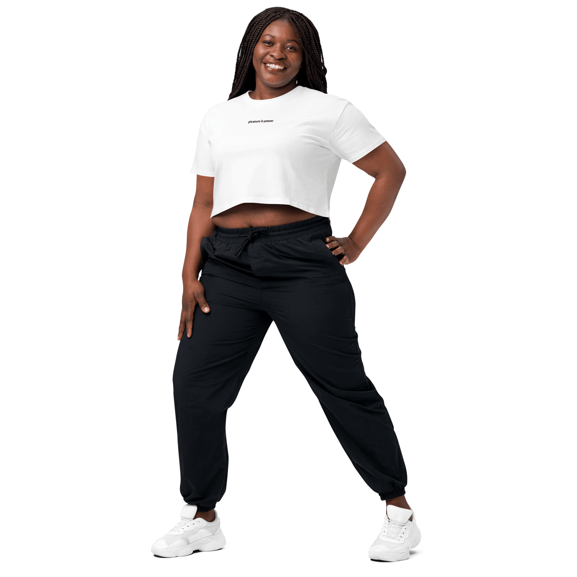 Pleasure is Power Crop Tee - Black Embroidered Mantra