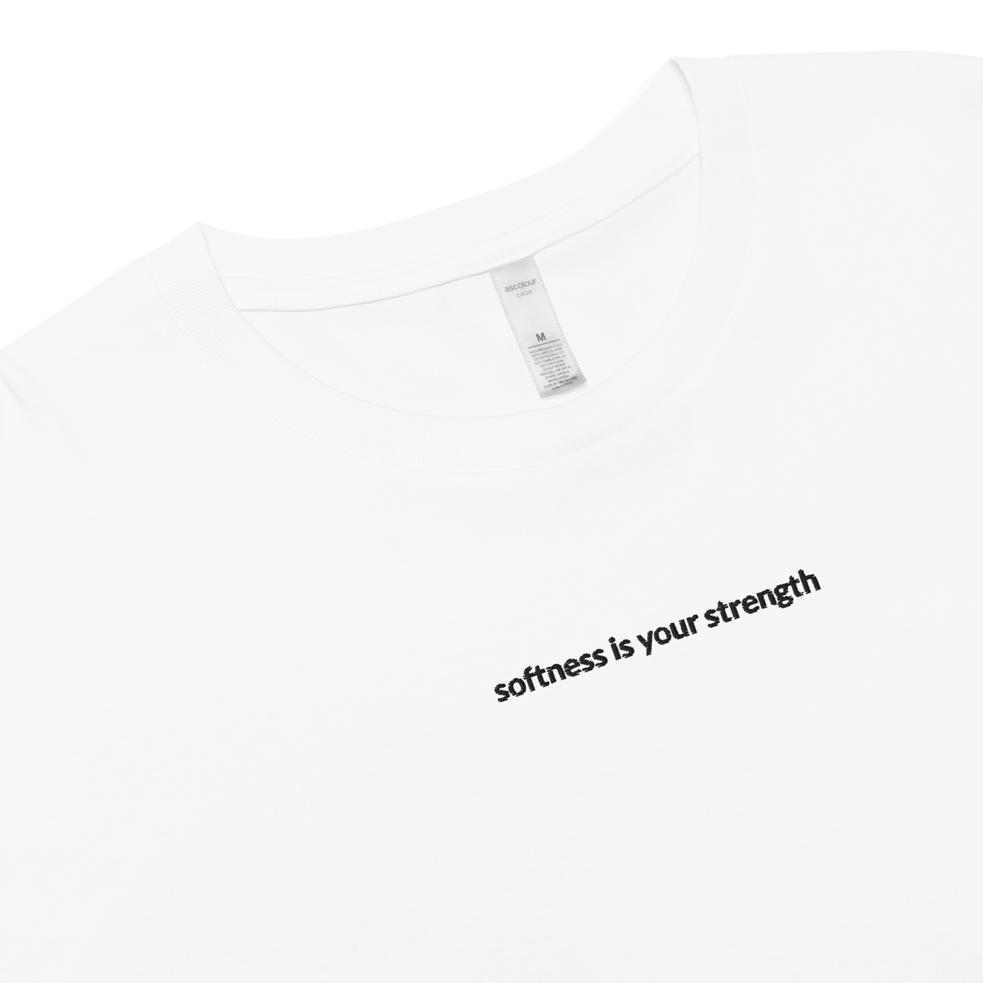 Softness Is Your Strength Crop Tee - Black Embroidered Mantra
