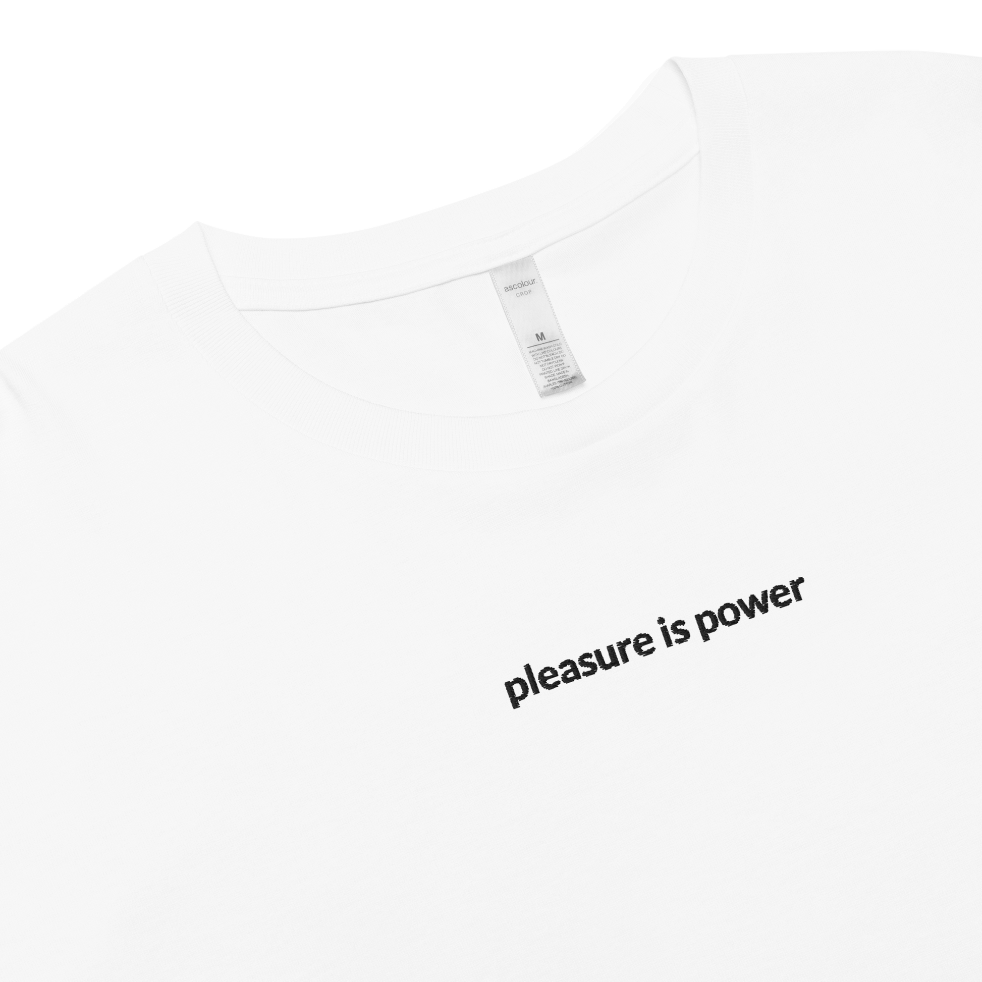 Pleasure is Power Crop Tee - Black Embroidered Mantra